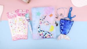 Cute Notepad Cartoon Notebook Plush Diary with Lock and Keys Journals for Study Notes Fun Writing Drawing Scratch Pads for Girls Boys Kids and Teacher 160 Pages (Purple Blue Fish)