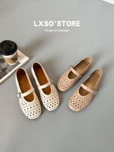 Laser-cut Mary Jane Ballet Flats Round Toe Flat Womens Sandals