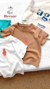 Áo phông cộc tay trơn cho bé trai bé gái áo thun ngắn tay cotton màu trắng vàng xanh 1 đến 6 tuổi BERNIE