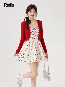 puella | Sweet Cherry Print High Waist Slimming Short Dress