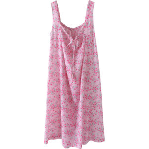 XEXZ | XEXZ Womens Cotton Nightgown Summer New Style Combed Pure Cotton Floral Sweet Floral Strap Sleepwear Casual Home Spring
