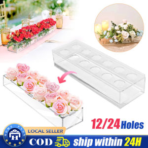 【Local Delivery】 Rectangular Flower Vase Acrylic Transparent Wedding Centerpiece Flower Arrangement Vase Table Home LZC-Acrylic-Flower-Rack