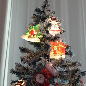 Christmas Tree Ornaments Decoration with LED Light Pendant For Room At Night Curtains For Windows Elegant House Ceiling Door Wall Garland 2023 New Year Holiday Decor