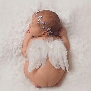 Cute Newborn Baby Angel Wings Leaves Headdress Costume Photography Prop Costume Toddler Art Photography Costume