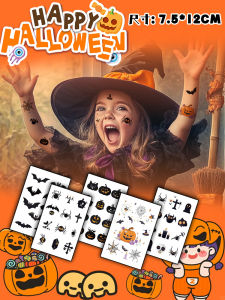 Halloween Halloween Color Tattoo Sticker Cartoon Pumpkin Bat Waterproof and Durable Kids Washable Creative Stickers