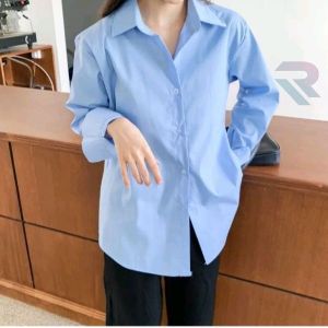 Kemeja Wanita polos Baju Atasan cewek Casual Basic Lengan Panjang Cewek