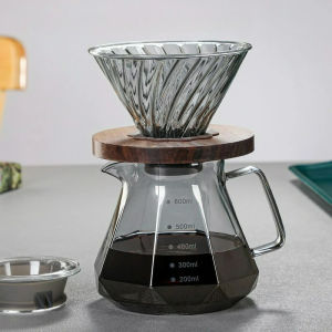Diamond Fashion Design Glass Coffee CarafeClear Glass Coffee Pot for Drip Coffee MakerCoffee Sharing PotCoffee Filter Dropper