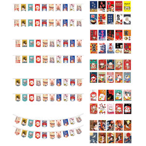 Phong Cách Nhật Bản Treo Cờ May Mắn Hình Mèo Dây Trang Trí Nhà Hàng Sushi Cờ Trang Trí Tiệc Sinh Nhật Đám Cưới Cho Quán Izakaya