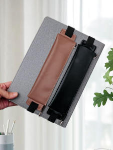 Large Capacity PU Leather Elastic Pen Bag Notebook Portable Strap Pen Holder Zipper Pen Insert Bag Business Stationery Supplies