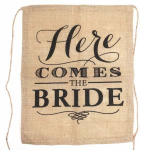 15.75*19.69 inches "Here Comes the Bride" Rustic Wedding Ceremony Burlap Banner For Flower Children