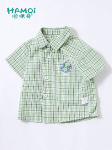เสื้อเชิ้ตลายสก๊อตสำหรับเด็กเสื้อเชิ้ตแบบบางสำหรับเด็กผู้ชายในฤดูร้อนเสื้อสไตล์สุภาพบุรุษสำหรับเด็กชุดเด็กแบบใหม่เสื้อตัวในสุดหล่อ