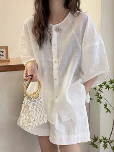 AIYITI | Áo Sơ Mi Linen Oversized Tay Ngắn Mỏng Casual