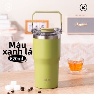 Cốc Cách Nhiệt Đôi Inox Dung Lượng Lớn Có Ống Hút
