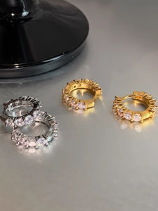 Exquisite Small Metal Silver Flashing Fire Color Zirconia Earrings for Women Luxury Sensation Alloy Geometric Shaped Studs