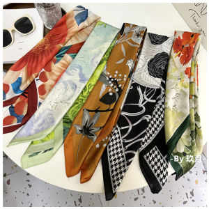 Khăn Choàng Lụa Nhỏ Kiểu Pháp Hoa Hồng Thanh Lịch Đi Biển Khăn Quàng Cổ Mùa Hè Thắt Lưng Chéo Vai Phong Cách Hàn Quốc