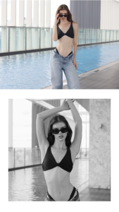 Satta ชุดว่ายน้ำผู้หญิง บิกินี่สีดำ ทูพีช