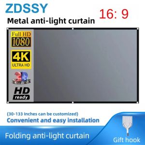 ZDSSY Projector Screen 16:9 Metal Anti Light Curtain Reflective Fabric Cloth For YG300 XGIMI H3 HALO Mogo Xiaomi DLP Projector