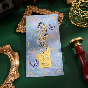 1pc/4pc  Golden Hollow Butterfly Bookmark Vintage Design Bronzing Painting Metal Bookmark Tassel Pendant Exquisite Craft