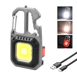 Mini LED COB Work Light Rechargeable Keychain Light Portable Pocket Wrench Screwdriver Flashlight for Outdoor Camping Hiking