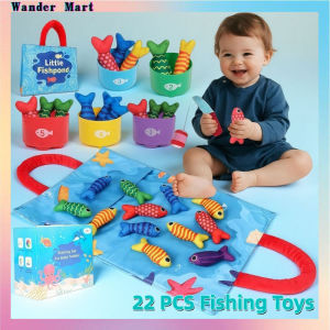 22PCS Cloth Kids Fishing Game Toy Number Counting Color Sorting Fishing Game Early Education Enlightenment Toy