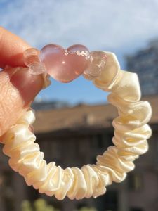 Dây Buộc Tóc Hình Trái Tim Cánh Tay Bạc Màu Trắng Pha Lê Pha Lê Dây Buộc Tóc Kiểu Hàn Quốc Dành Cho Bé Gái Dây Buộc Tóc Hai Mặt Dây Đeo Tay