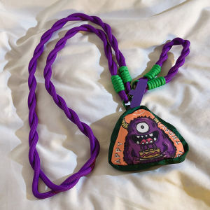 Funnny and Creative Three-Dimensional Storage Purple Monster Triangle Bag Woven Nylon Sling Suitable for Phone Case Crossbody Long Shoelace Side Back Halterneck Easiest for Match Internet Hot Men and Women Mobile Phone Ornaments Outdoor Bracelet