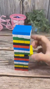 Wonderful Toys 54Pcs Big Size Wooden Balance Building Blocks Toy Color Number Block Stacking Tower Game Educational Toys Kids Adults Family Party