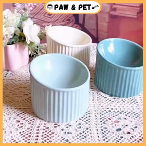 Minimalist Ceramic Pet Bowl Neck Cat Bowl Dog Bowl Pet Water Bowl Pet Food Bowl Mangkuk Kucing Makan 陶瓷猫碗
