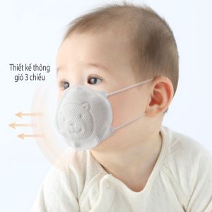 Khẩu trang cho bé hình Gấu Kichilachi túi 3 cái thiết kế 3D ôm sát mặt bé