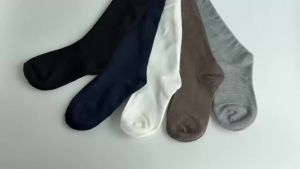 Men Long Socks Knee High Cotton Solid Business Soft Elastic Party Dress Formal Gentleman Stocking Four Seasons Sokken Brand