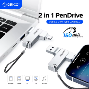 ORICO | ORICO 128GB USB C Flash Drive Dual USB 3.2 Flash Drive Type C + USB A Portable Type-C Flash Drive 2-in-1 USB-C Thumb Drive