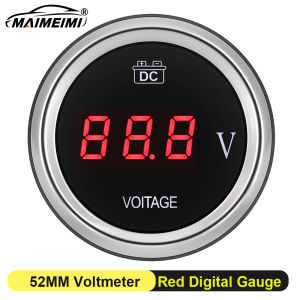 52mm Car Boat Battery Voltage Gauge DC12V~24V Voltmeter Voltage Indicator With Red LED Backlight Waterproof for Boat Marine