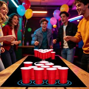 Beer Pong Game Table Runner Drinking Games for Adults Party and Drinking Game Nights Does Not Include Cup and Ping Pong Ball