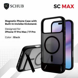 (SG) SCHUB SCMax Magnetic Phone Case with Built-In Invisible Kickstand compatible with iPhone 17 Pro Max / 17 Pro Black