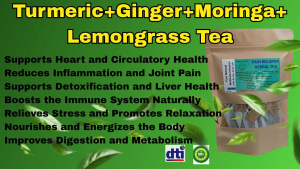 TURMERIC+GINGER+MORINGA+LEMONGRASS TEA 100% ALL NATURAL/ NO PRESEVATIVES