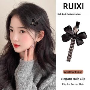 Elegant Water Diamond Butterfly Knot Hair Clip Womens High Premium Feeling Side Bangs Hair Accessory Hairpin Headwear