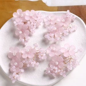 Handcrafted Beaded Hairpins Ear Jewelry Material Peach Blossom Branch Flower Cluster DIY Woven Floral Hair Accessories