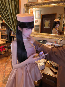 French Style Square Collar Strapless Dress Womens Spring Autumn Slimming Evening Party Birthday Ball Gown Skirt