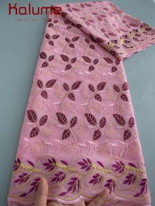 Kalume 2025 Cotton Lace Fabric High Quality Nigerian Swiss Voile Lace Fabric with Stones for Sewing Woman Party Dresses F4496