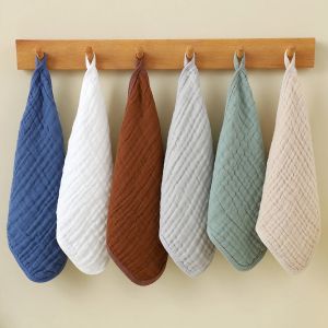 30×30cm Cotton Gauze Face Cloths Soft Muslin Cleaning Towels with Hanging Loop