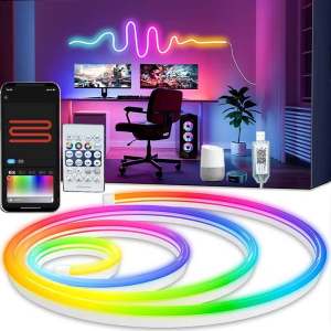 5V USB RGBIC นีออน LED Strip 1/2/3/4/5M IP65 RGBIC นีออนเทปบลูทูธ App และรีโมทสําหรับ DIY Neon Deocoration แสง