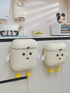 Litter Bins Wastebasket Food Waste Recycle Bin Separate Trash High Aesthetics Automatic Sensor Trash Can 9L/12L DIY Milky White