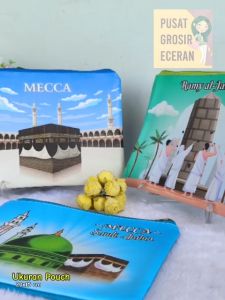 Dompet Pouch Seri Mekkah (JUAL PER 5PCS) Oleh-Oleh Souvenir Haji Umroh Dubai Arab Saudi Uni Emirat Arab Madinah Mecca Khalifah