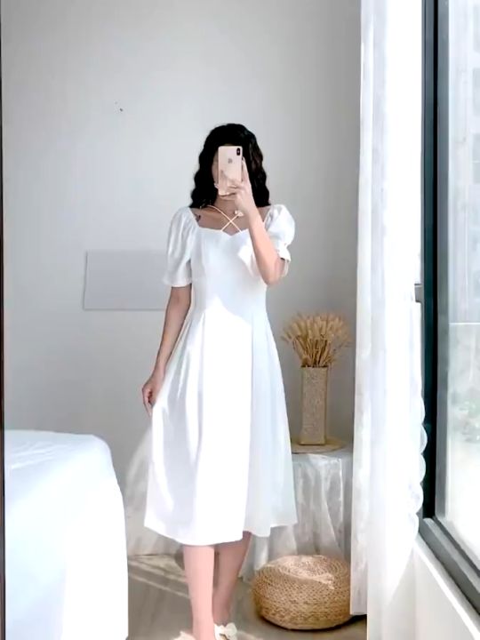 DENIM 2PC KOREAN DRESS (BLUE WHITE) Stylish Latest Women Dresses