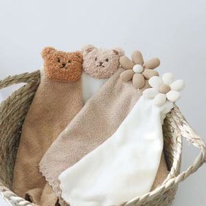 ins bear soft plush absorbent baby hand towel cartoon cute handkerchief non-stick cleaning towel