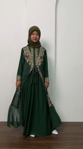 Abiyyuco TA9017Anak | Abaya Turki Anak Perempuan Baju Gamis Turkey Remaja Tanggung Hitam Warna Warni Mewah