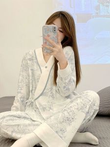 Confinement Clothing Spring and Autumn Pure Cotton Postpartum Nursing Homewear Kimono Maternity Pajamas for Pregnant Women August Pregnant Summer