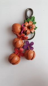 พวงกุญแจดอกไม้หนังสวยงามทนทานสำหรับกระเป๋าถือ No.04