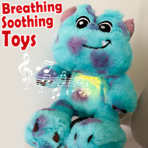 Monster Blue Fury Plush Doll Breath Child Soothes Kawaii Toy Anime Baby Music Light Sleep Toys Kid Gifts Home Decoration