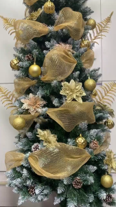 26cm 10Yards Mesh Ribbon Roll Gold Sliver Christmas Tree Ribbon DIY Xmas Wreath Mesh Decoration Wedding Gift Wrapping Ribbon